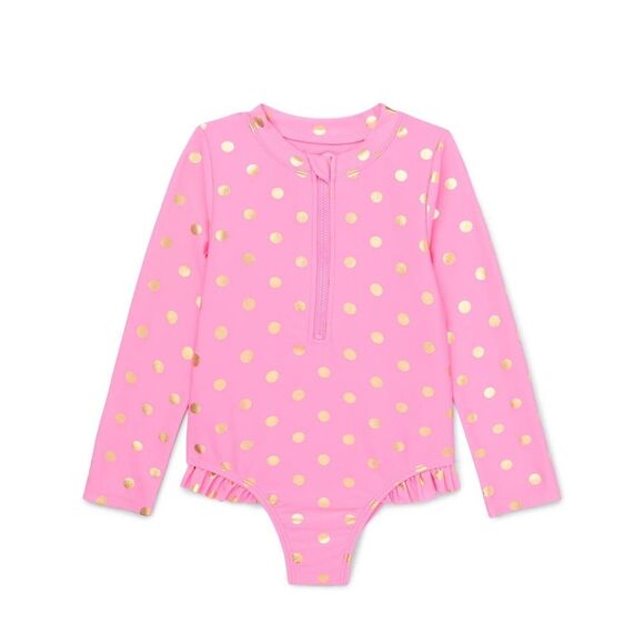 Baby Toddler Girl Zip Rash Guard One-Piece Swimsuit, Size 18M - Picture 5 of 6